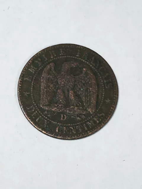 Monnaie France 2 Centimes Napoléon III 1854 D