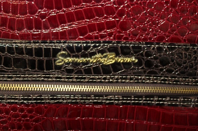 2 Pc. Samantha Brown Classic Red Croc Embossed Wheeled Luggage w/Overnight Bag 2