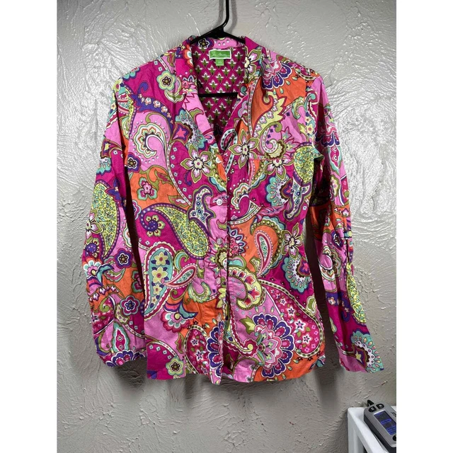 Vera Bradley Pink Paisley Button-down Pajama Shirt Size XS