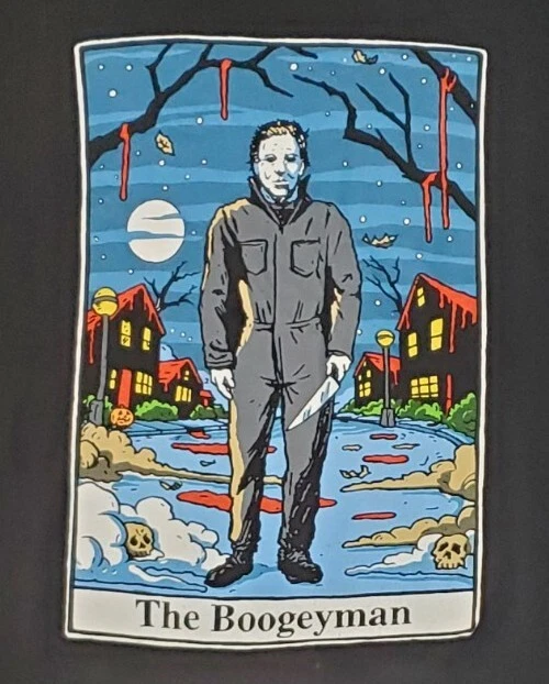 Michael Myers The Boogeyman Tarot Card Halloween Black Shirt Adult Large Horror