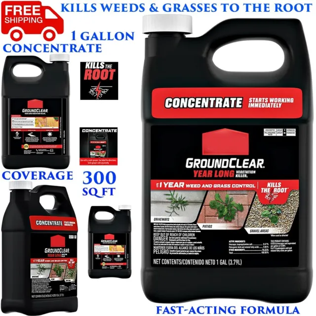 Weed Grass Killer Fast-Acting Concentrate 1 Gal 300 Sq Ft Cover Driveway Patio