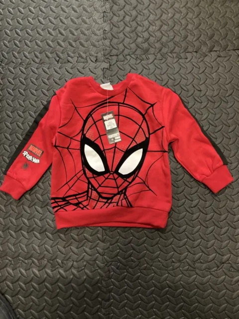 Marvel The Amazing Spiderman Maglione/Pullover Rosso Collo Equipaggio Primark 3-4 anni Unisex