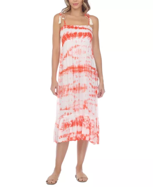 Raviya CORAL Tie-Dye Cover-up Midi Dress, US Small