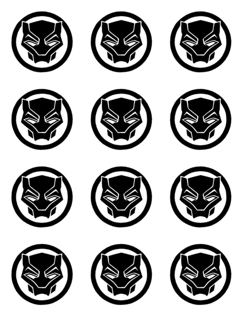 12 BLACK PANTHER edible paper, cupcake cookie toppers CHOOSE SIZE pre ...