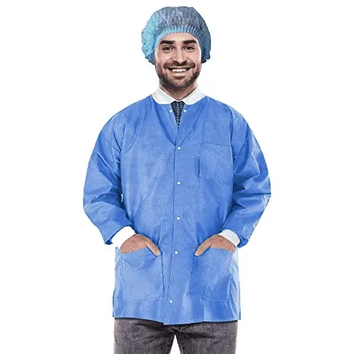 Disposable Lab Jackets 30” Long Medium Blue SMS Disposable Jackets Dental 10 3