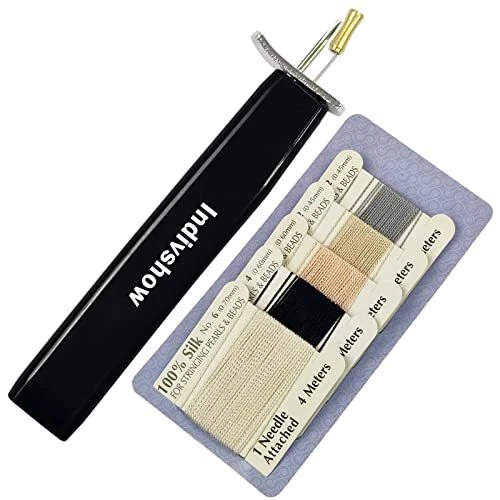 INDIVSHOW El Kit de Herramientas de Anudado de Cuentas con 5 Tarjetas 100% Cuentas de Seda Natural Cor...