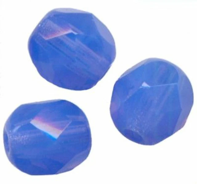 20 PERLES FACETTES DE BOHEME  8 mm MARBRE SAPPHIRE
