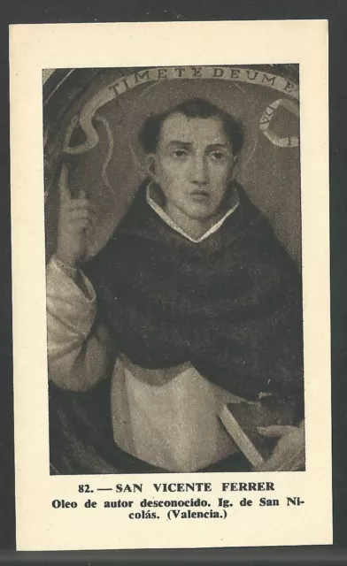 Estampa antigua de San Vicente Ferrer andachtsbild santino holy card santini