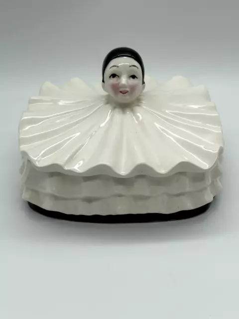 Vintage Art Deco Harlequin Trinket Box Made In Japan