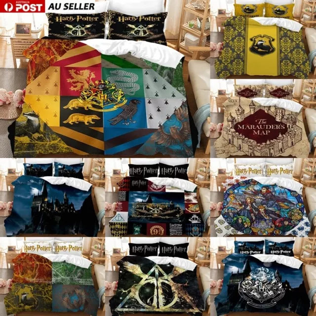 3D Harry Potter Duvet Quilt Pillowcase Cover Set Single Double Bedding Set Gifts
