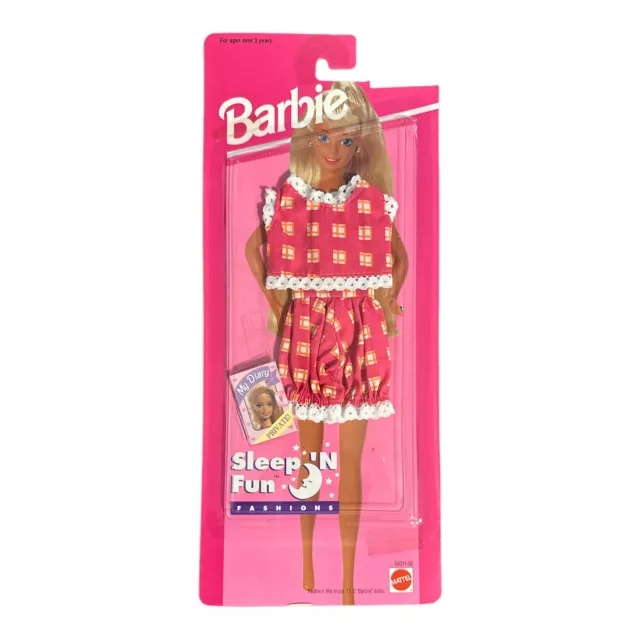 VTG Barbie Sleep 'n Fun Fashion Pink Orange Plaid Lace Ruffle Shorts Crop Top