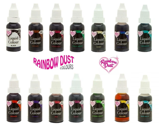 RAINBOW DUST EDIBLE Liquid Food Colours Colouring Colour Decorating