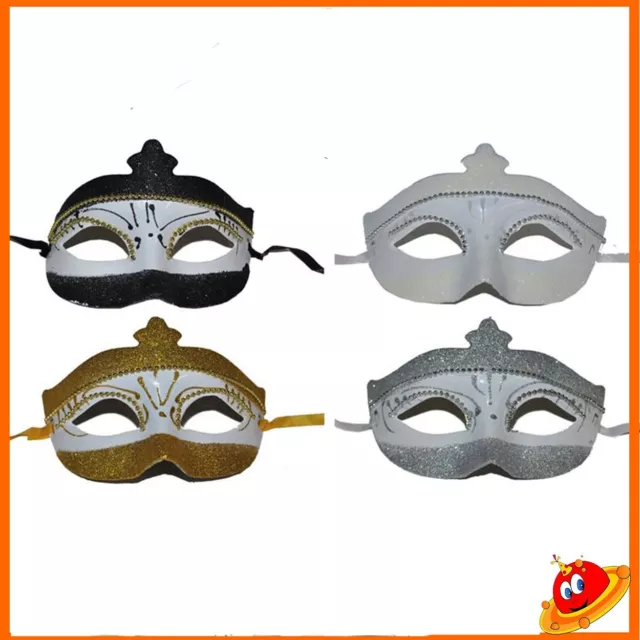 Travestimento carnevale  halloween Maschera Veneziana Glitter  4 assortite