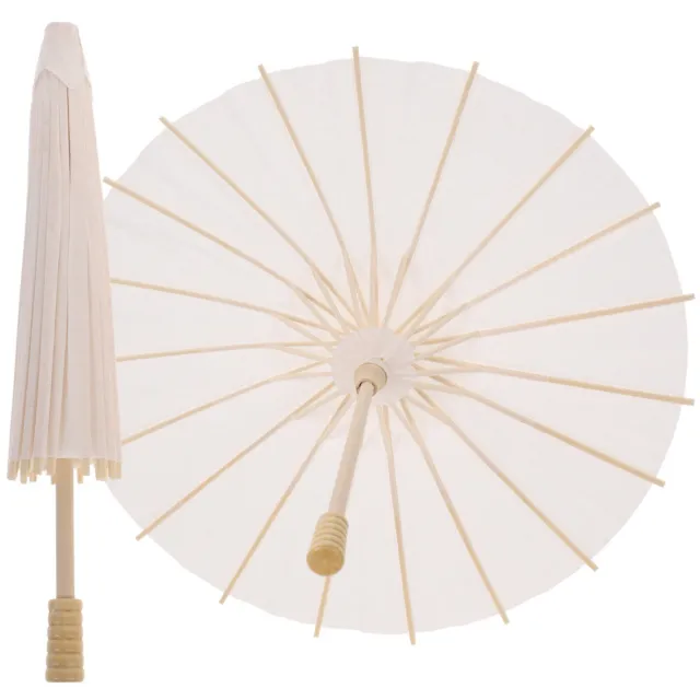 2 pz ombrellone bianco bambù bambino in carta con frange