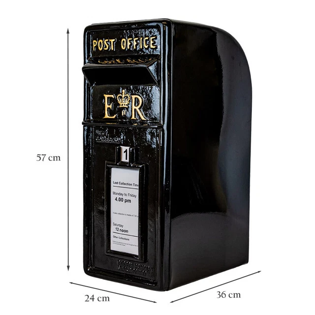 Royal Mail Cast Iron ER Post Box Pillar Red Black White Letterbox Powder Coated
