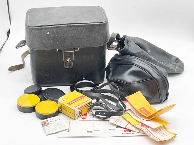 Vintage Camera Assessories  Job Lot Cases Film Tins Metric Converter Etc