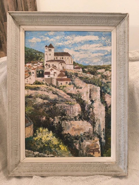 ANCIEN TABLEAU HUILE Sur Toile - Paysage Bord De Rivière - Signé EUR 30