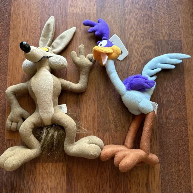 Looney Tunes Vintage 12” Plush Toy Road Runner & Wile E Coyote 1994