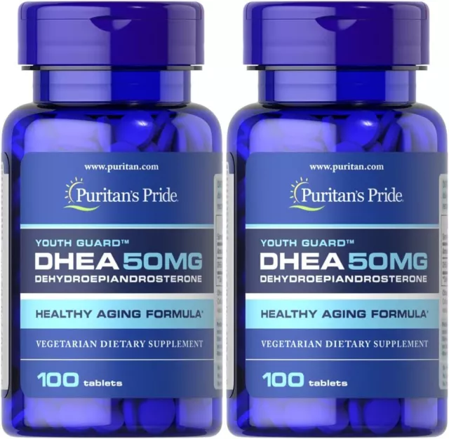 Tabletas Dhea 50 mg, paquete doble 200 conteo total de Puritan's Pride