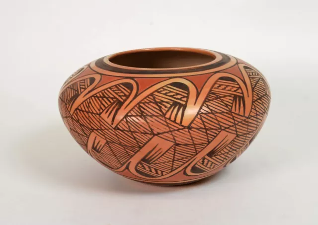 Hopi Pottery Jar by Elva Nampeyo; Migration Motif 4" x 7"