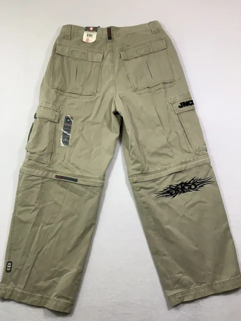 JNCO Cargo Pants Mens 34 Army Twill Wide Leg Baggy Khaki Converts Shorts Y2K NWT