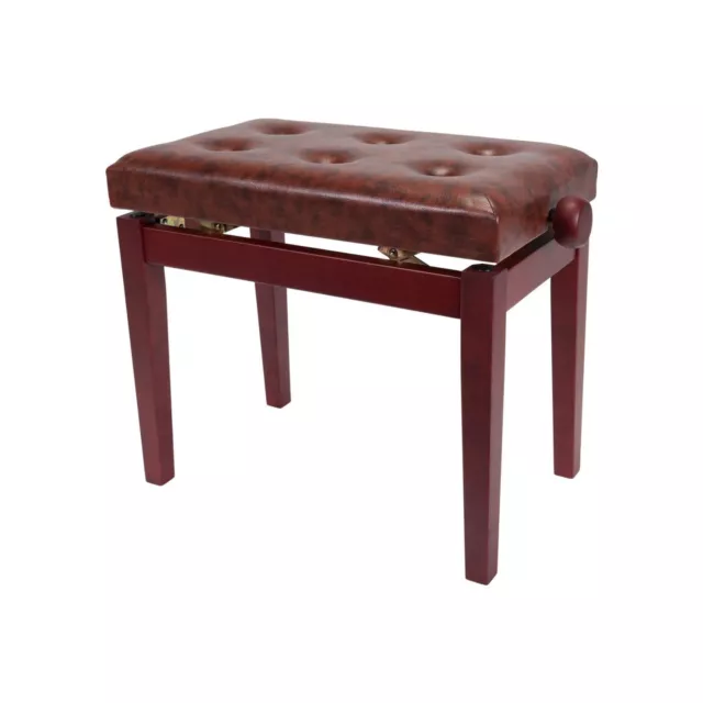 New Crown Standard Tufted Height Adjustable Piano Keyboard Stool Bench Mahogany