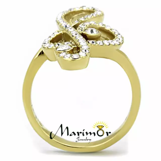 14K Gold Plated Stainless Steel Crystal Musical Note Fashion Ring Womens Sz 5-10 3