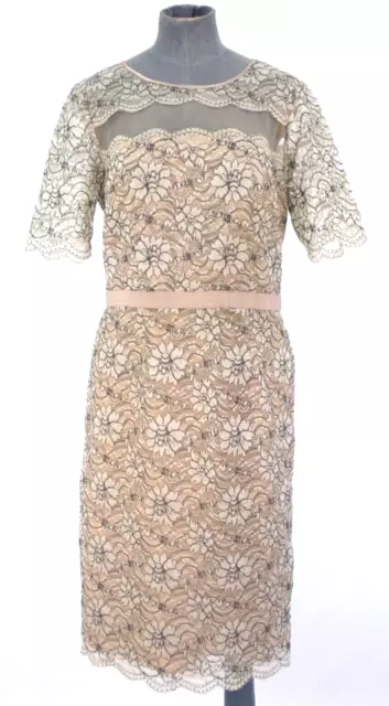 Monsoon Dress Lace Floral Karmen Blush Pink Wedding Guest Occasion UK 12