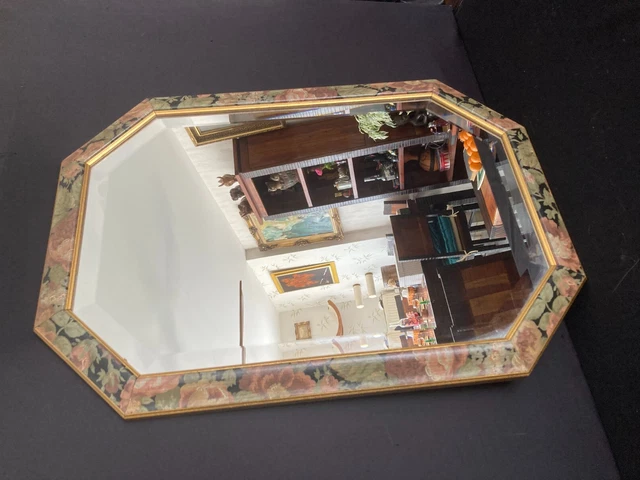 Grand Miroir Biseauté 86x100 Cm - Cadre Bois Doré - Vintage - Années 80
