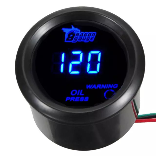 12V Auto 2" 52Mm Universale Digitale LED Blu Leggero Manometro Pressione Dell'Ol