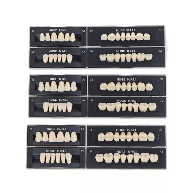 28 unids/caja A2 dientes de polímero sintético Dental juego completo de resina