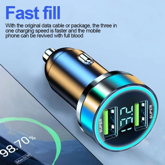 120W 2USB Auto Ladegerät KFZ LKW Ladeadapter Zigarettenanzünder 12-24V für Handy
