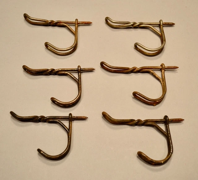 Vintage Metal Wire Twist Hat Coat Closet Hooks Screw In Hangers Hall Wall