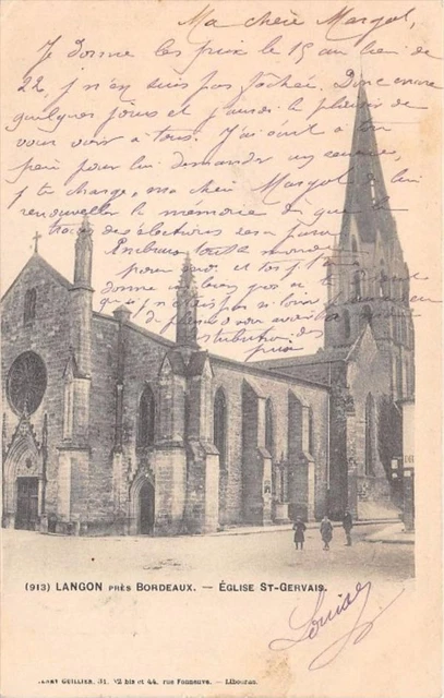 CPA 33 LANGON EGLISE ST GERVAIS (dos non divisé)