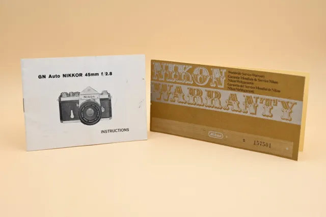 Original Nikon F GN Auto NIKKOR 45mm f/2.8 Film Camera Instruction Manual CHEAP