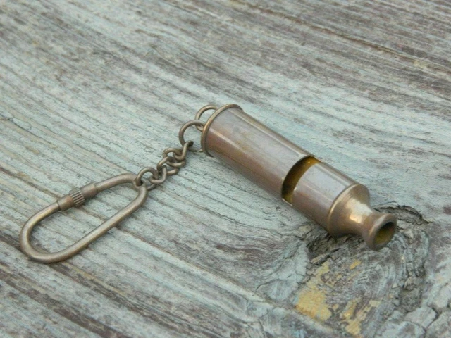 Vintage Collectible Nautical Marine Kay Ring New Brass Anchor Whistle Key Chain