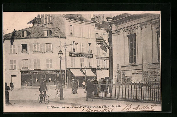CPA Vincennes, Justice de Paix et rue de l´Hotel de Ville 1904