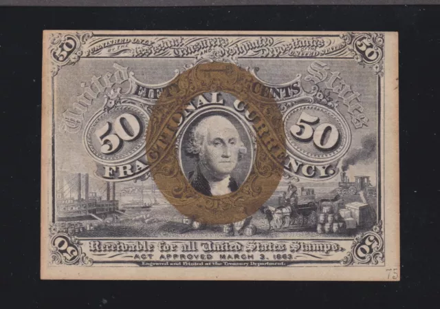 US 50c Fractional Currency 2nd Issue w/ '18-63-1' Surcharge FR 1318 Ch CU (05)