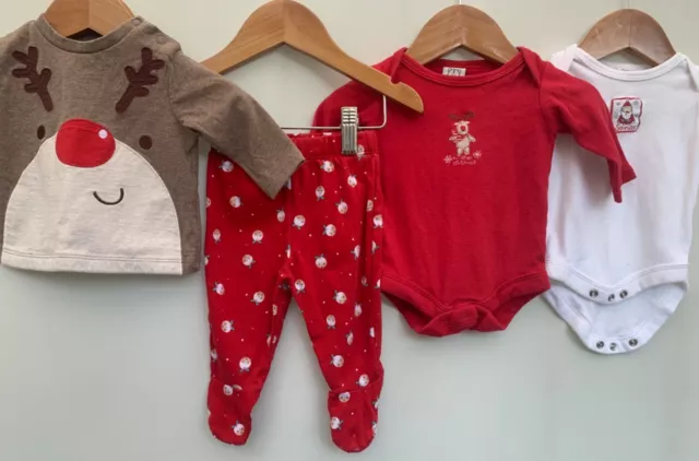 Baby Christmas Bundle clothes F&F george age 0/3 months vests top leggings girls
