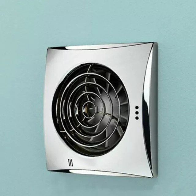 Chrome Extractor Fan, Low Energy - Bathroom, Wet Room & Shower + Timer 4" 100mm