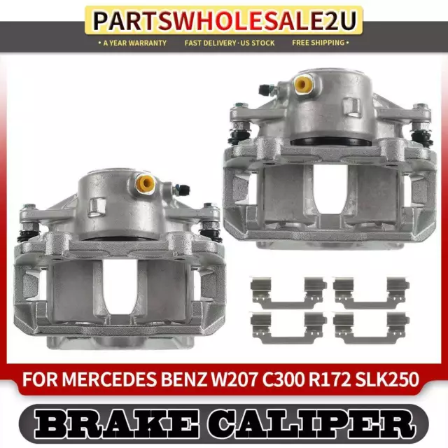 Front Left & Right Brake Calipers w/ Bracket for Mercedes Benz C250 C300 SLK250