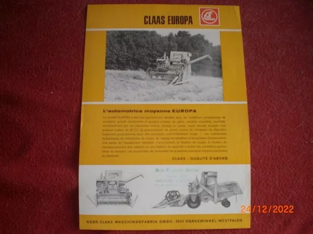 Prospectus   Publicitaire  Moissonneuse   Batteuse   Claas  Europa