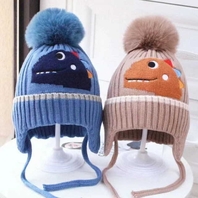 Carini cappelli a maglia con cofano bambino cartone animato inverno moda per bambini caldi
