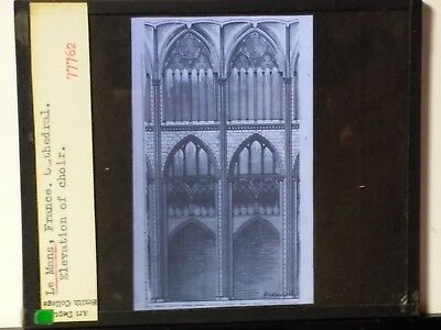 Elevation of Choir,Le Mans Cathedral, France, Magic Lantern Glass Slide, Drawing
