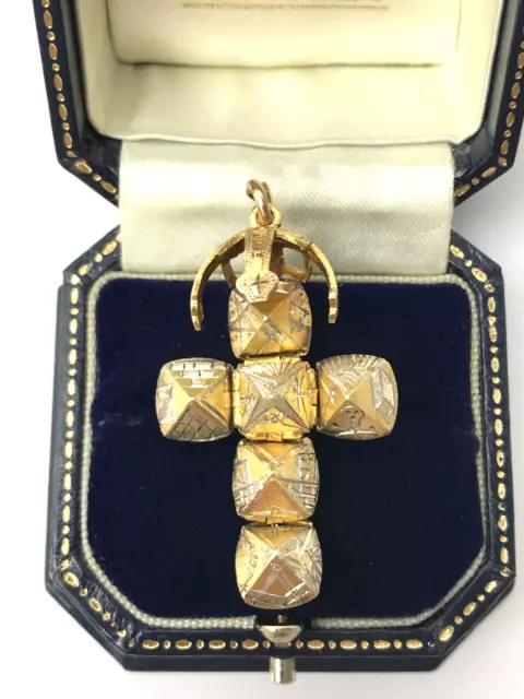 Masonic Ball Cross Shaped 9ct Gold and Silver Vintage Pendant / Charm