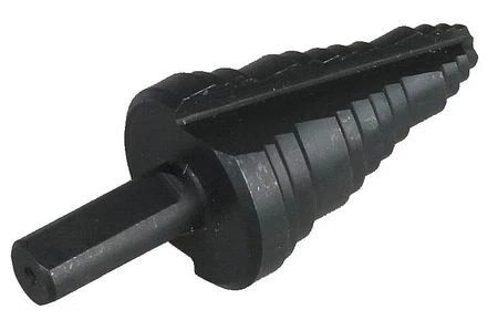 Westward 6Exn5 Step Drill Bit, 10 Hole Sizes, 1/4 In To 1-3/8 In, 1/16 In Step