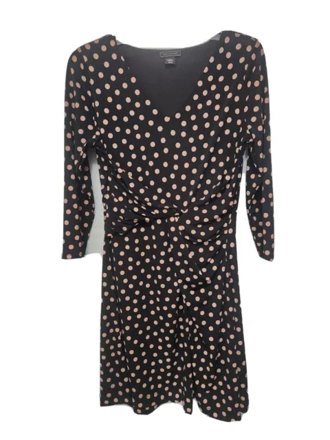 Metaphor twist knot dress size Med 3/4 sleeve black blush pink Polka Dot stretch