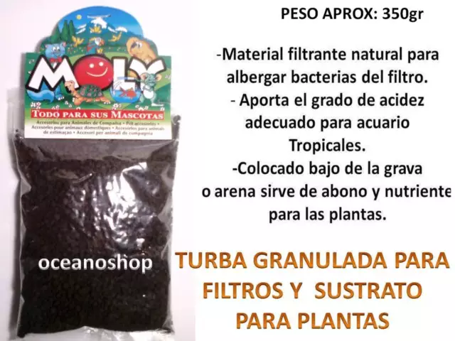 TURBA GRANULADA 350gr filtrante filtro ph abono nutriente sustrato grava acuario