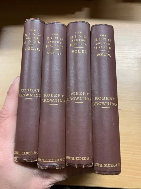 Raro 1872 Robert Browning "el Anillo And The Libro" Poems Volúmenes 1-4 de