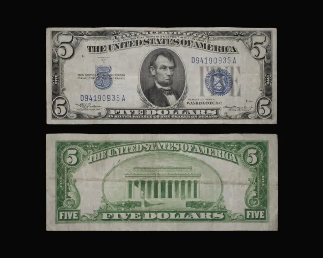 1934-A $5 MULE Silver Certificate Blue Seal Note Fr 1651m micro BP#901